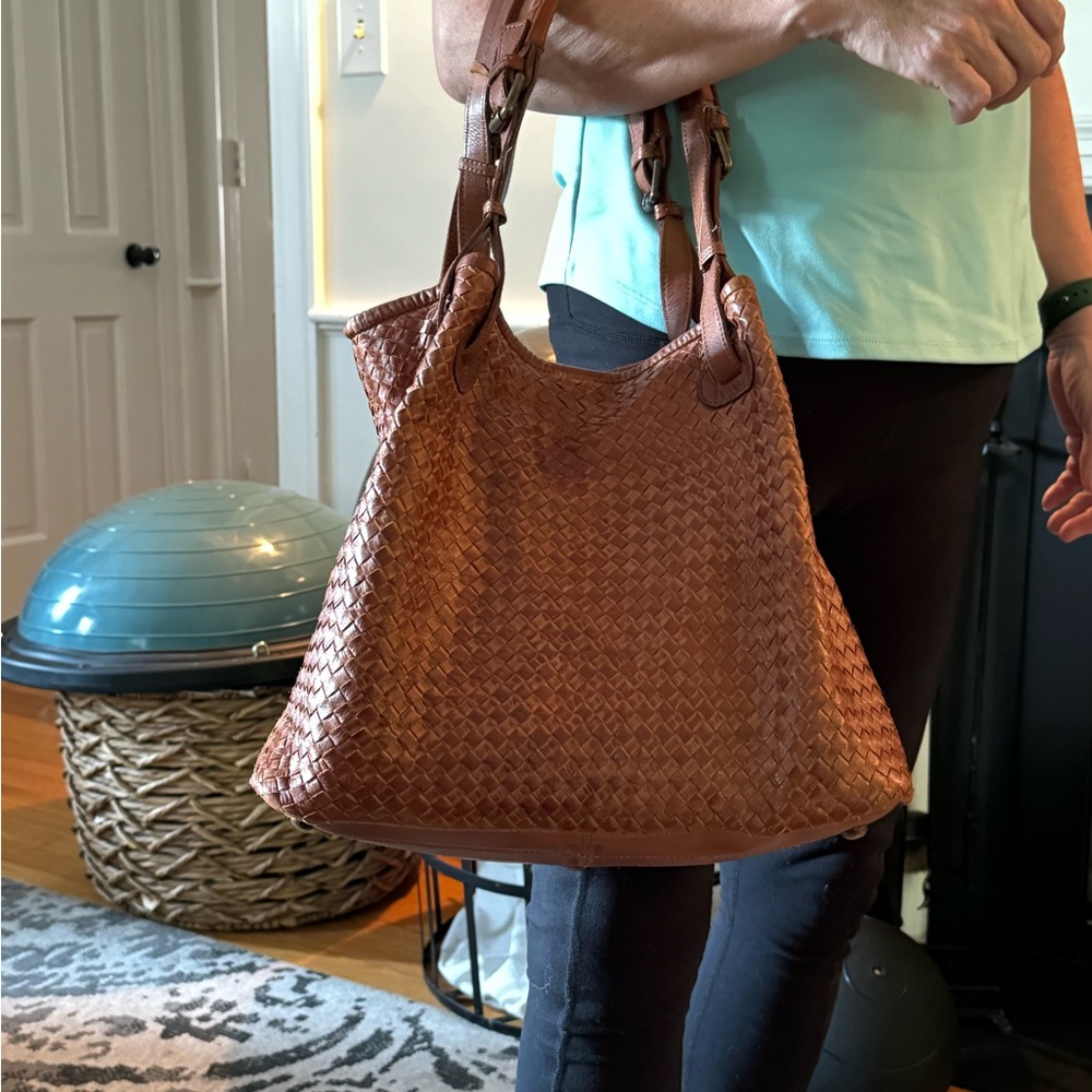 Valentina Woven Leather Tote Handbag - Picture 10 of 12